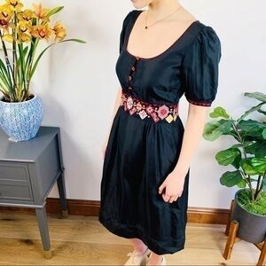 Anthropologie viola square neck silk black dress